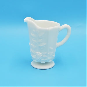 Westmoreland Milk Glass Creamer, Paneled Grape Pattern; Westmoreland Milk Glass; Grape Pattern; Westmoreland Glass Company