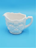 Westmoreland Milk Glass Creamer; Westmoreland Glass Company; Westmoreland Old Quilt Pattern; Pressed Glass