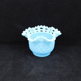 Fenton Satin Blue Basket Weave Vase; Vintage Fenton; Fenton Art Glass; Fenton Basket Weave