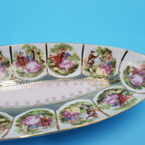 Porcelain Relish Dish, Royal Vienna Resemblance ; Courting Couple; Oval Relish Dish; Vintage Relish Dish