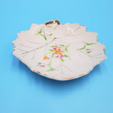 Hand Painted Leaf Trinket Dish; Wales China, Japan; Floral Leaf Dish