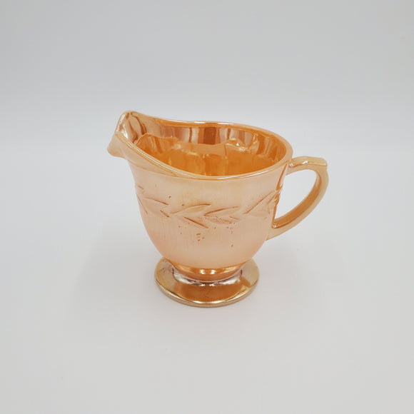 Fire King Lusterware Creamer; Fire King Sheaves of Wheat; Depression Glass Creamer; Peach Lustre; Anchor Hocking Glass