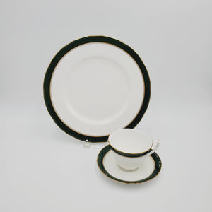 Royal Worcester Plates, Tea Cups and Saucers; Fine Bone China; Cavendish Leather Green; Replacement China