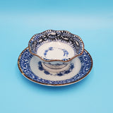 Sherbet Cups With Saucers; Ceramic Sherbet Bowls; Asian Porcelain; Blue Footed Bowls with Underplate; 5 Different Bowls