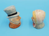 Vintage 1940's Man and Woman Collectible Salt and Pepper Shakers, Vintage Ceramic Salt and Pepper Shakers