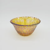 Jeanette Glass Small Bowl; Jeanette Marigold Bowl; Basket Weave Pattern; Amber Bowl; Carnival Glass Bowl