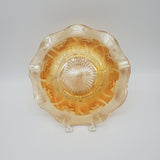 Jeanette Glass Bowl; Jeanette Iris and Herringbone Pattern; Glass Marigold Bowl;