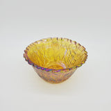 Jeanette Glass Small Bowl; Jeanette Marigold Bowl; Basket Weave Pattern; Amber Bowl; Carnival Glass Bowl