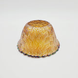 Jeanette Glass Small Bowl; Jeanette Marigold Bowl; Basket Weave Pattern; Amber Bowl; Carnival Glass Bowl