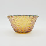 Jeanette Glass Small Bowl; Jeanette Marigold Bowl; Basket Weave Pattern; Amber Bowl; Carnival Glass Bowl