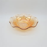 Jeanette Glass Bowl; Jeanette Iris and Herringbone Pattern; Glass Marigold Bowl;