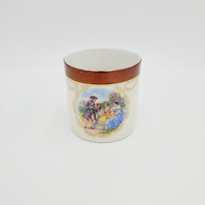 German Courting Couple Cup; Portrait Cup; Made in Germany; White and Red Cup