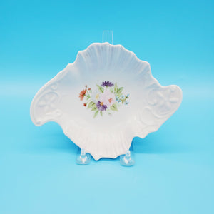 Ruffled Edge Oblong Trinket Dish; Floral Trinket Dish; Spare Change Dish