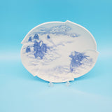 White and Blue Story Plates/ Asian Inspired Story Plates/ Saw Edge Plates