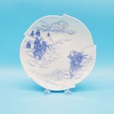 White and Blue Story Plates/ Asian Inspired Story Plates/ Saw Edge Plates