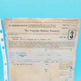 Shipping Bill of Ladings, 1929; The Virginia Railway Company; Roanoke Public Warehouse; F Schenk and Son; Old Paperwork