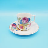 White Floral Tea Cup and Saucer Made in Occupied Japan