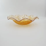 Jeanette Glass Iris and Herringbone Ruffled Edge Bowl