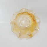 Jeanette Glass Iris and Herringbone Ruffled Edge Bowl