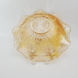 Jeanette Glass Iris and Herringbone Ruffled Edge Bowl