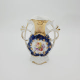 Small German Floral Vase; Blue White Vase