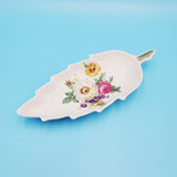 Leaf Shaped Candy Dish or Trinket Dish; Old Nuremburg China; Floral Leaf Dish