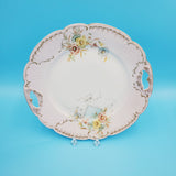 Two Handle White and Pink Floral Plate; Wall Decor Plate