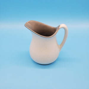 White Ceramic Small Pitcher; Speckled White and Green Pitcher