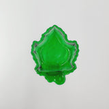 Hocking Glass Forest Green Maple Leaf Candy Dish