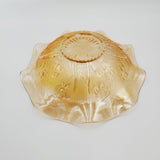 Jeanette Glass Iris and Herringbone Ruffled Edge Bowl