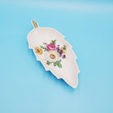 Leaf Shaped Candy Dish or Trinket Dish; Old Nuremburg China; Floral Leaf Dish