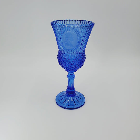 Avon Collection George Washington Blue Goblet; Avon Fostoria Blue Goblet
