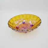 Indiana Glass Carnival Glass Amber Oval Bowl; Amber Carnival Glass; Harvest Grape