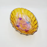 Indiana Glass Carnival Glass Amber Oval Bowl; Amber Carnival Glass; Harvest Grape