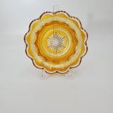 Amber Carnival Glass Thumbprint Bowl; Carnival Glass Candy Bowl