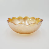 Jeannette Glass Tree Bark Carnival Glass Bowl; Amber Carnival Glass Bowl