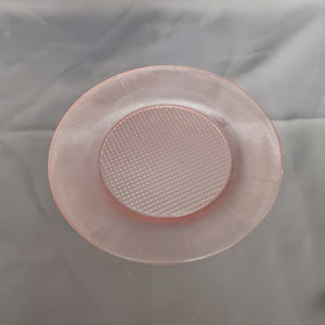 Jeannette Homespun Fine Rib Dinner Plates; Pink Depression Glass Dinner Plate