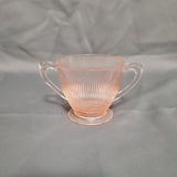 Jeannette Homespun Fine Rib Footed Sugar; Jeannette Pink Depression Fine Rib Sugar Dish