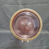 Pink Depression Gold Gild Platter; Depression Glass Platter