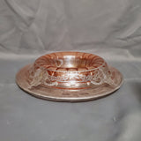 Pink Depression Glass Rolled Edge Console Bowl; Gold Gild Console Bowl