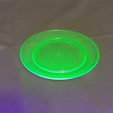 Green Depression Glass Desert Plates; Uranium Glass Plates