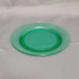 Green Depression Glass Salad Plates; Uranium Glass Plates