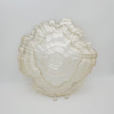 Turkish Oyster Shape Serving Platter; Yellow and White Ceramic Unique Platter