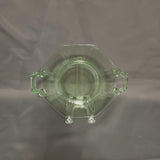 Imperial Glass Molly Handled Cake Plate; Green Depression Glass Handled Plate; Uranium Glass Plate