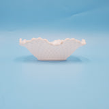 Hazel Atlas Diamond Squares Ruffled Dish; Hazel Atlas Milk Glass Dish