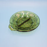 Indiana Glass Killarney Divided Relish Dish; Green Divided Party Dish