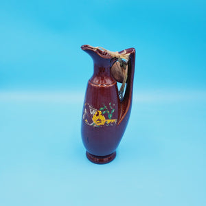 Mexican Art Pottery Pitcher; Hispanic Pitcher; Brown Pitcher; Olive Oil Pitcher