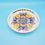 Hand Painted Round Serving Platter by ZF KOLO ; Made in Poland