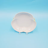 White Yellow Iridescent Three Lobe Bowl; Chip Dent Crack;