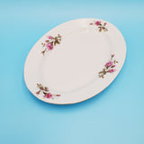 White Floral Platter made in Tangshan China; Ceramic Serving Platter